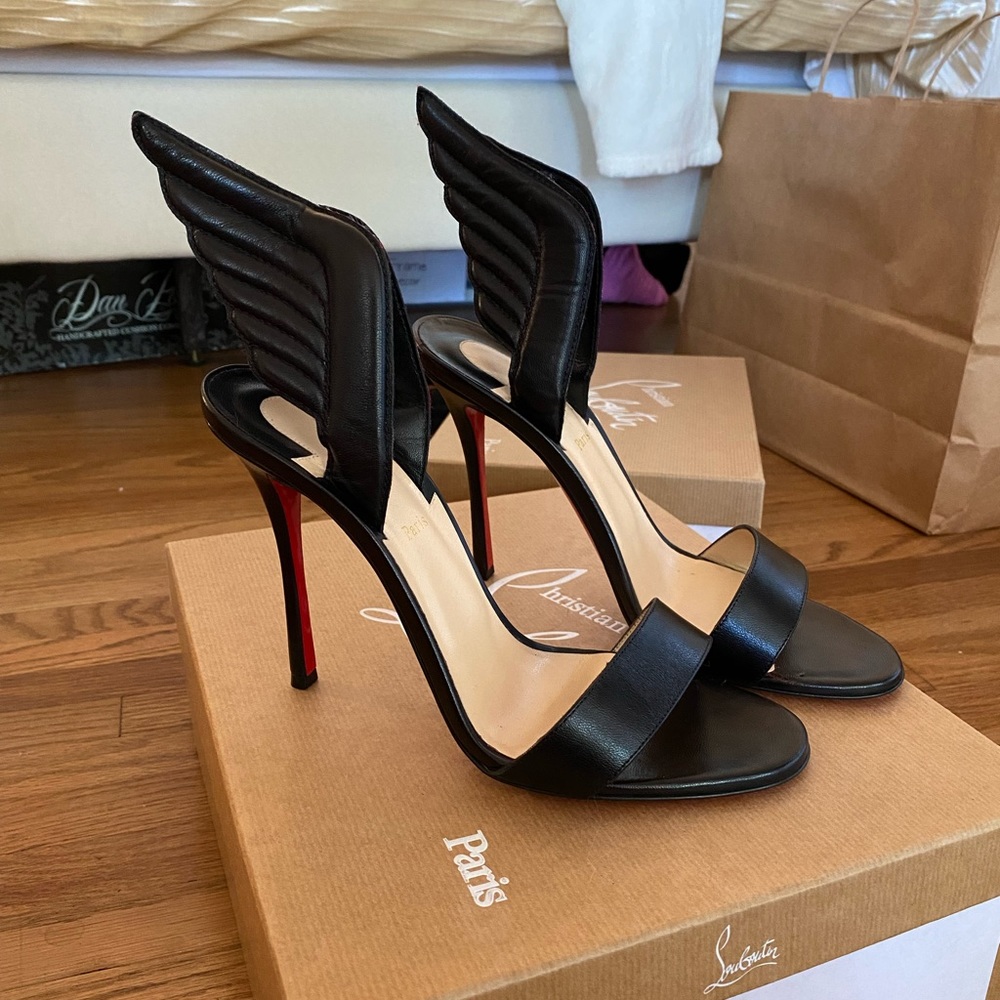 BLACK WINGED CHRISTIAN LOUBOUTIN HEELS